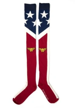 Wonder Woman Over The Knee Suit Up Socks -Halloween Costumes Shop wonder woman suit up over the knee sock alt 3