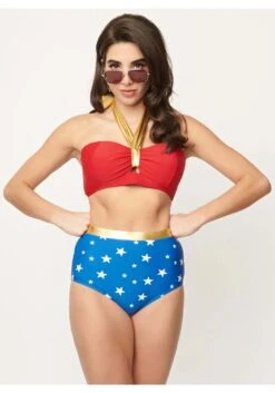 Wonder Woman X UV Halter Red And Gold Bikini Top -Halloween Costumes Shop wonder woman x uv halter bikini top alt 2