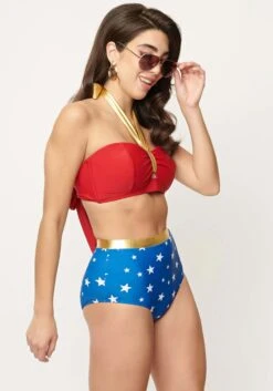 Wonder Woman X UV Halter Red And Gold Bikini Top -Halloween Costumes Shop wonder woman x uv halter bikini top alt 3